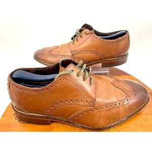 Florsheim Mens Castellano Leather Shoes 9D Brown Wingtip Brogue Oxford Lace Up